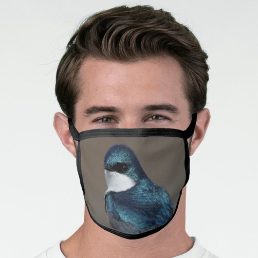 Handsome Tree Swallow Songbird on a Wire Face Mask (Worn Him)