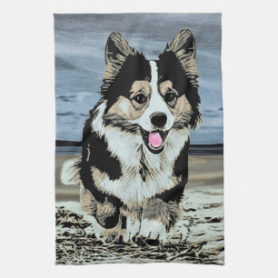 Handsome Tricolor Welsh Corgi Towel
