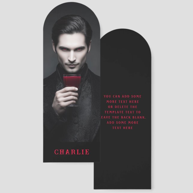 Handsome vampire drinking blood dark fantasy bookmarks (Front & Back)