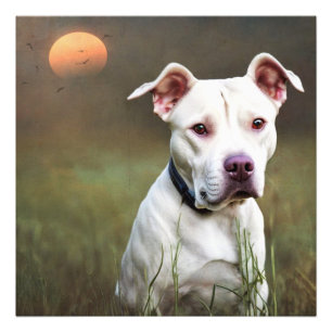 Handsome White Pitbull Photo Print
