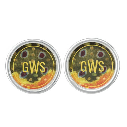 Handsome Your Monogram Brook Trout Fly Fishing Cufflinks