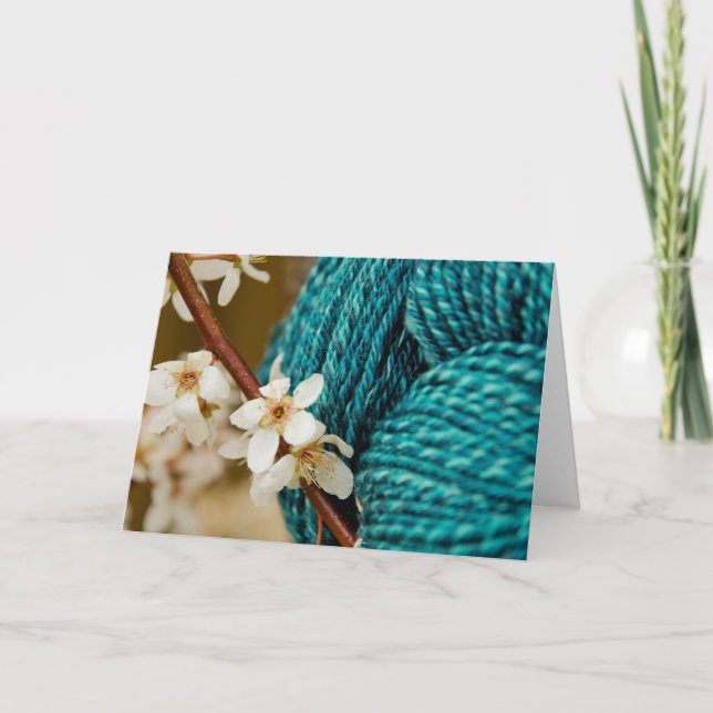 Handspun with Plum Blossoms Card (Front)