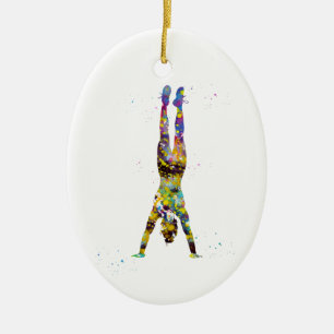 Handstand Ceramic Ornament