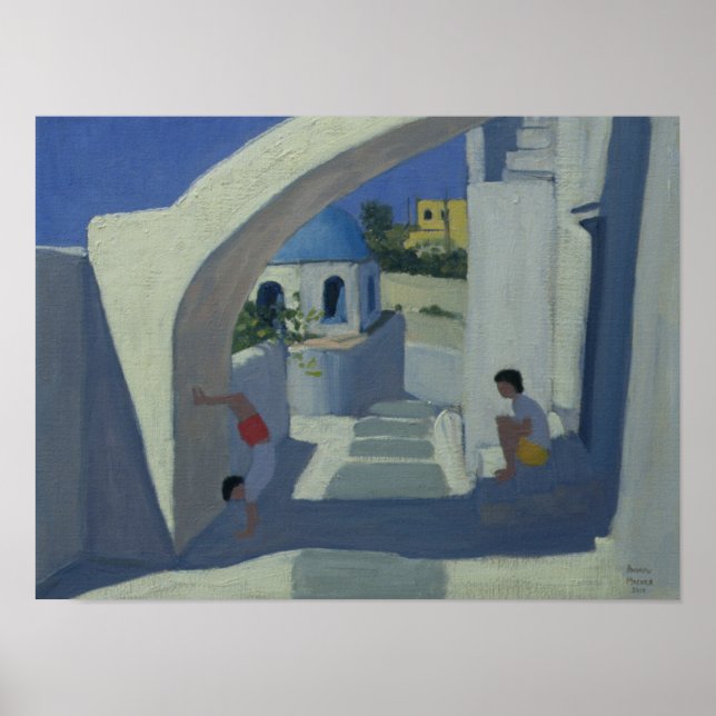 Handstand Santorini Poster (Front)