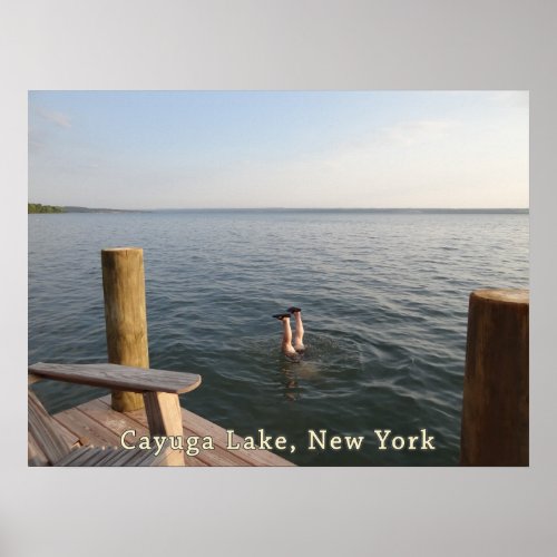 Handstand Water Cayuga Lake NY Poster