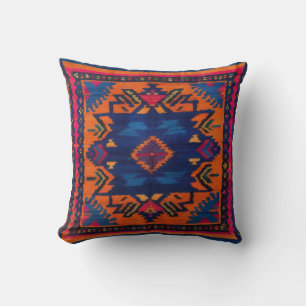 Handwoven Blue Kilim Lumbar Pillows: Unique Comfor Throw Pillow