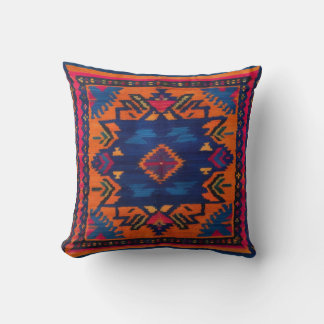 Handwoven Blue Kilim Lumbar Pillows: Unique Comfor Throw Pillow