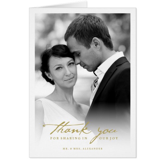 Handwrite Script Chic Photo Wedding Thank You Card