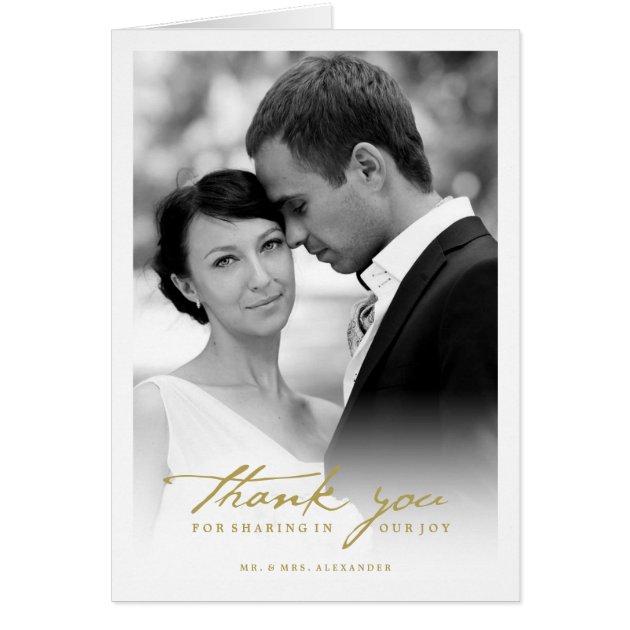Handwrite Script Chic Photo Wedding Thank You Card