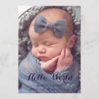 Handwriting Baby Birth Announcement Photo Card