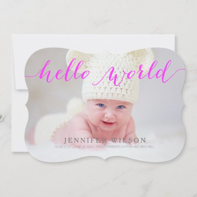 Handwriting Baby Birth Announcement Photo Card (Front)