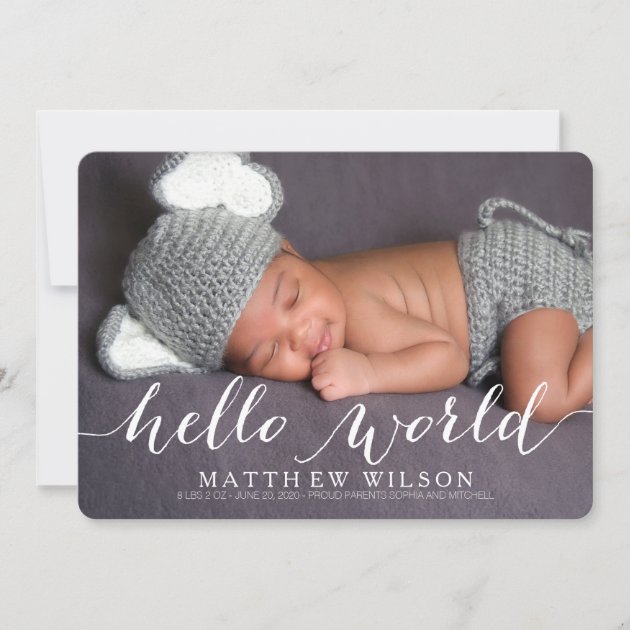 Handwriting Baby Birth Announcement Photo Card