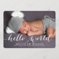 Handwriting Baby Birth Announcement Photo Card