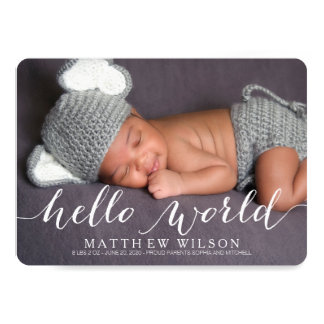 Handwriting Baby Birth Announcement Photo Card