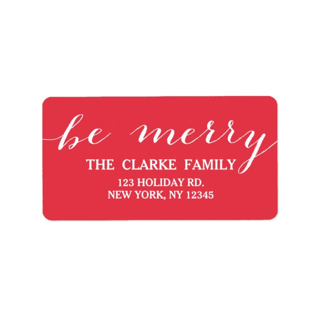 Handwriting Be Merry | Holiday Address Label (Front)