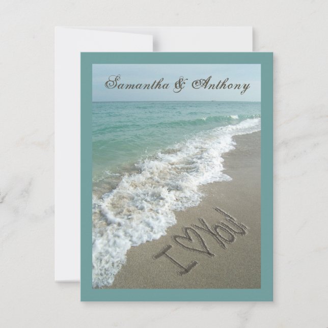 Handwriting Beach Destination Wedding Invitation (Front)