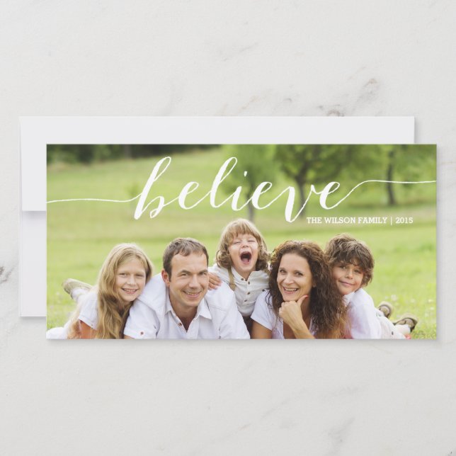 Handwriting Believe | Holiday Photo Card (Front)