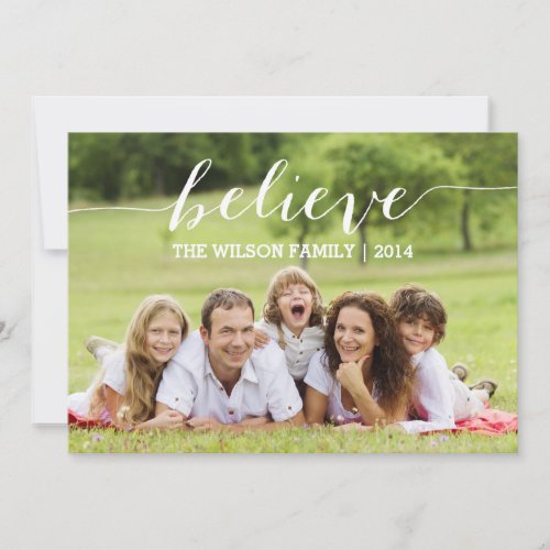 Handwriting Believe Holiday Photo Card