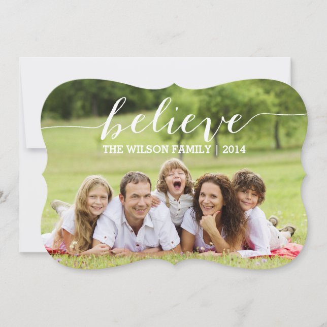 Handwriting Believe Holiday Photo Card 2 (Front)