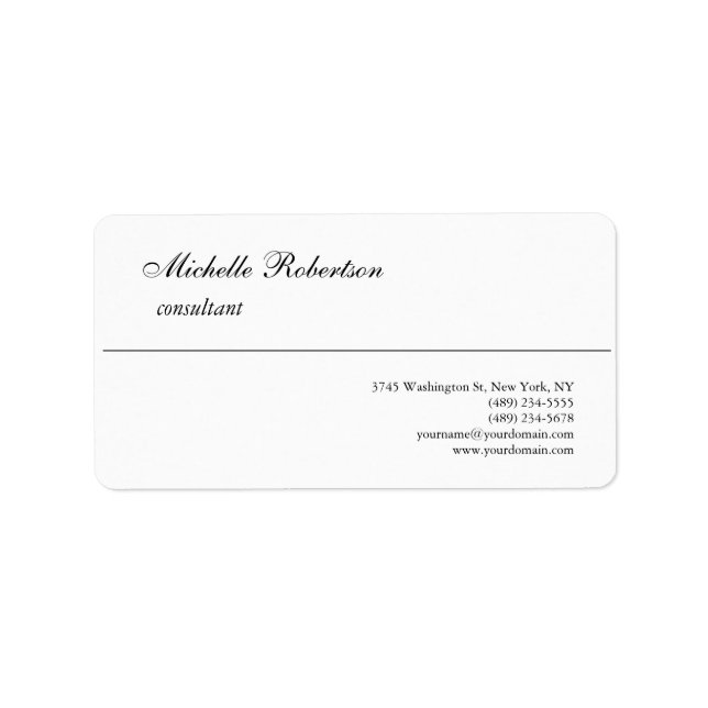 Handwriting Black White Plain Minimalist Label (Front)
