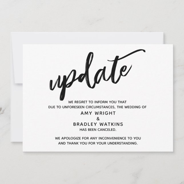Handwriting Canceled Wedding Announcement Update (Front)