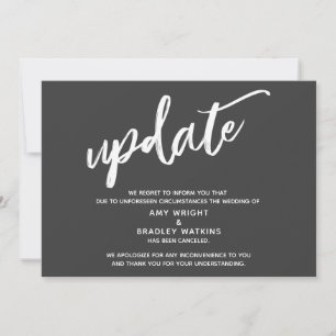 Handwriting Canceled Wedding Update Dark Gray Invitation