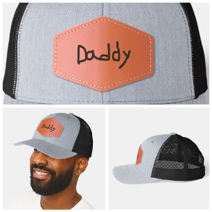 Handwriting children's writing Fathers Day grandpa Leather Patch Hat