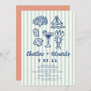 Handwriting Coast Retro Wedding invitation