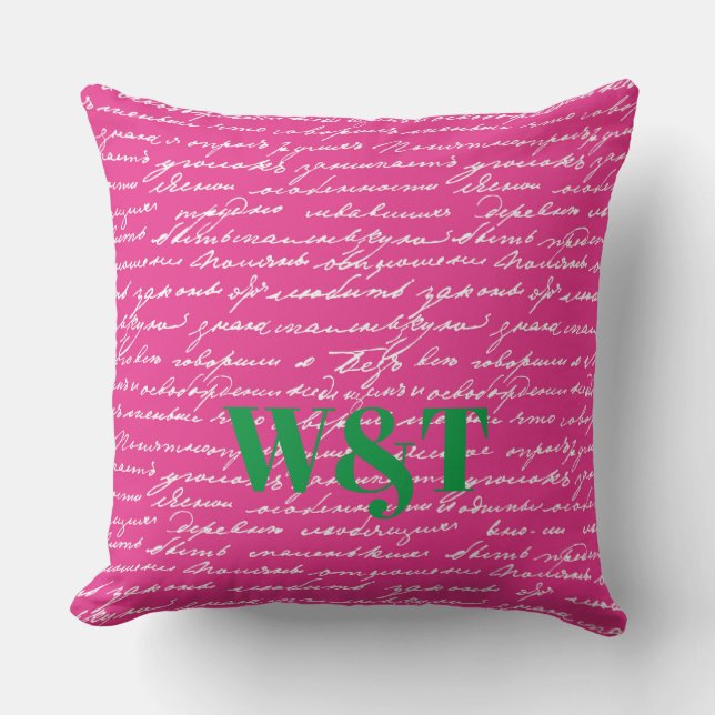 Handwriting Couple INITIALS Love Story Preppy Fun  Throw Pillow (Front)
