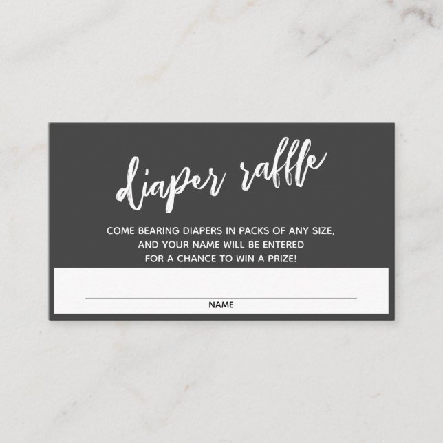 Handwriting Darkest Gray Diaper Raffle Ticket Enclosure Card (Front)