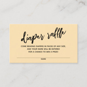 Handwriting Diaper Raffle Ticket Light Peach Enclosure Card