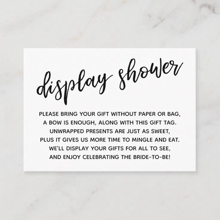 Handwriting Display Shower Gift Enclosure Card | Zazzle