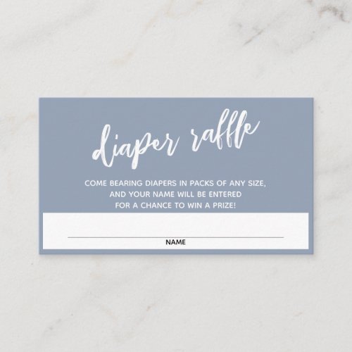 Handwriting Dusy Blue Diaper Raffle Ticket Enclosure Card