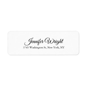 Handwriting Elegant Classical Plain Black White Label