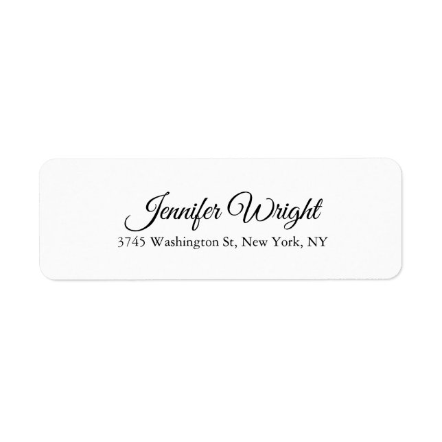Handwriting Elegant Classical Plain Black White Label (Front)
