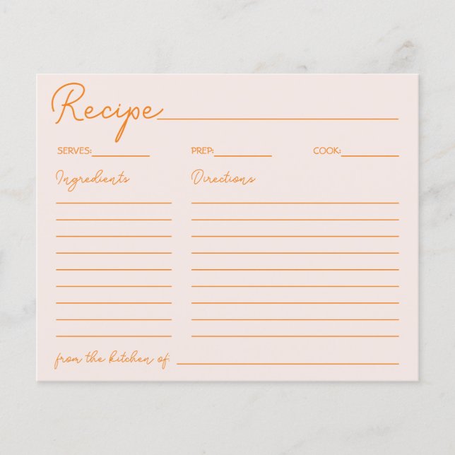 Handwriting Elegant Farmhouse Recipe For The Bride (Front)