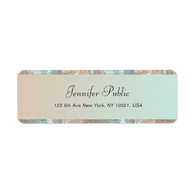 Handwriting Elegant Glitter Hand Script Modern Label (Front)
