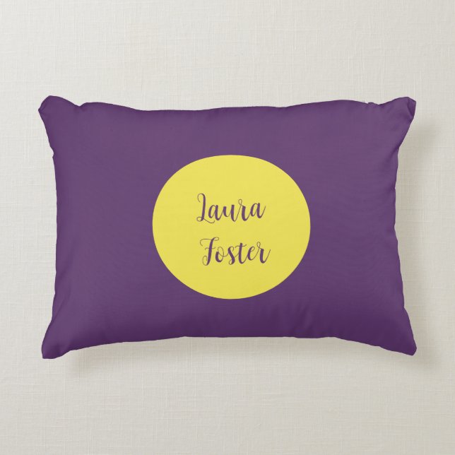Handwriting Elegant Name Indigo & Yellow Color Accent Pillow (Front)