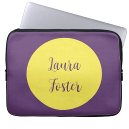 Handwriting Elegant Name Indigo &amp; Yellow Color Laptop Sleeve