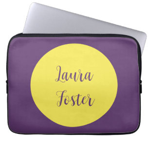 Handwriting Elegant Name Indigo & Yellow Color Laptop Sleeve