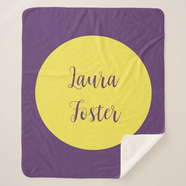 Handwriting Elegant Name Indigo & Yellow Color Sherpa Blanket (Front)