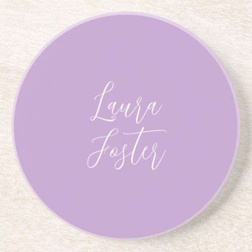 Handwriting Elegant Name Lilac Color Coaster