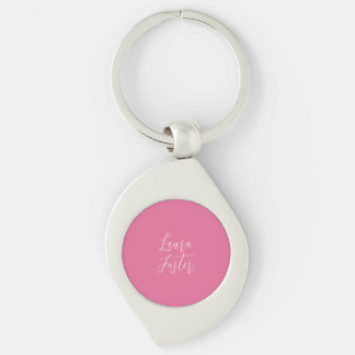 Handwriting Elegant Name Pink Color Keychain