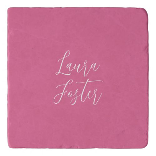 Handwriting Elegant Name Pink Color Trivet