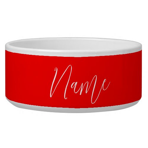 Handwriting Elegant Name Red Color Plain Bowl