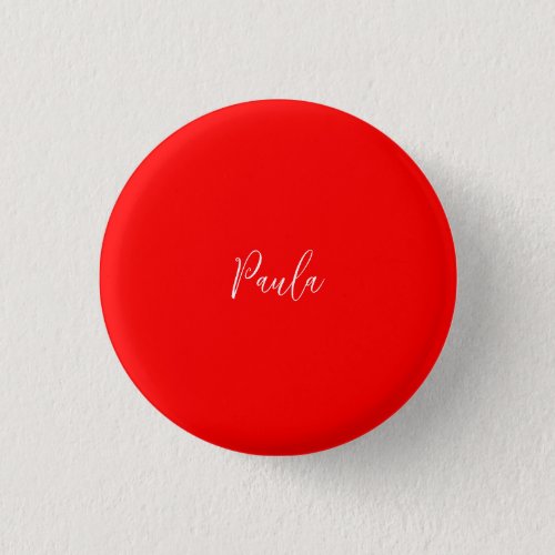 Handwriting Elegant Name Red Color Plain Button