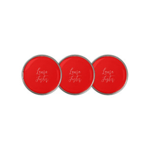 Handwriting Elegant Name Red Color Plain Golf Ball Marker