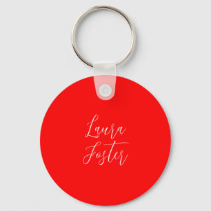 Handwriting Elegant Name Red Color Plain Keychain