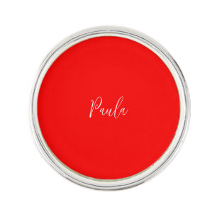 Handwriting Elegant Name Red Color Plain Lapel Pin
