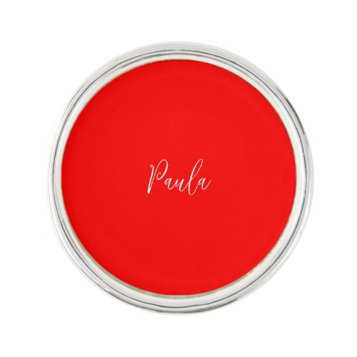 Handwriting Elegant Name Red Color Plain Lapel Pin